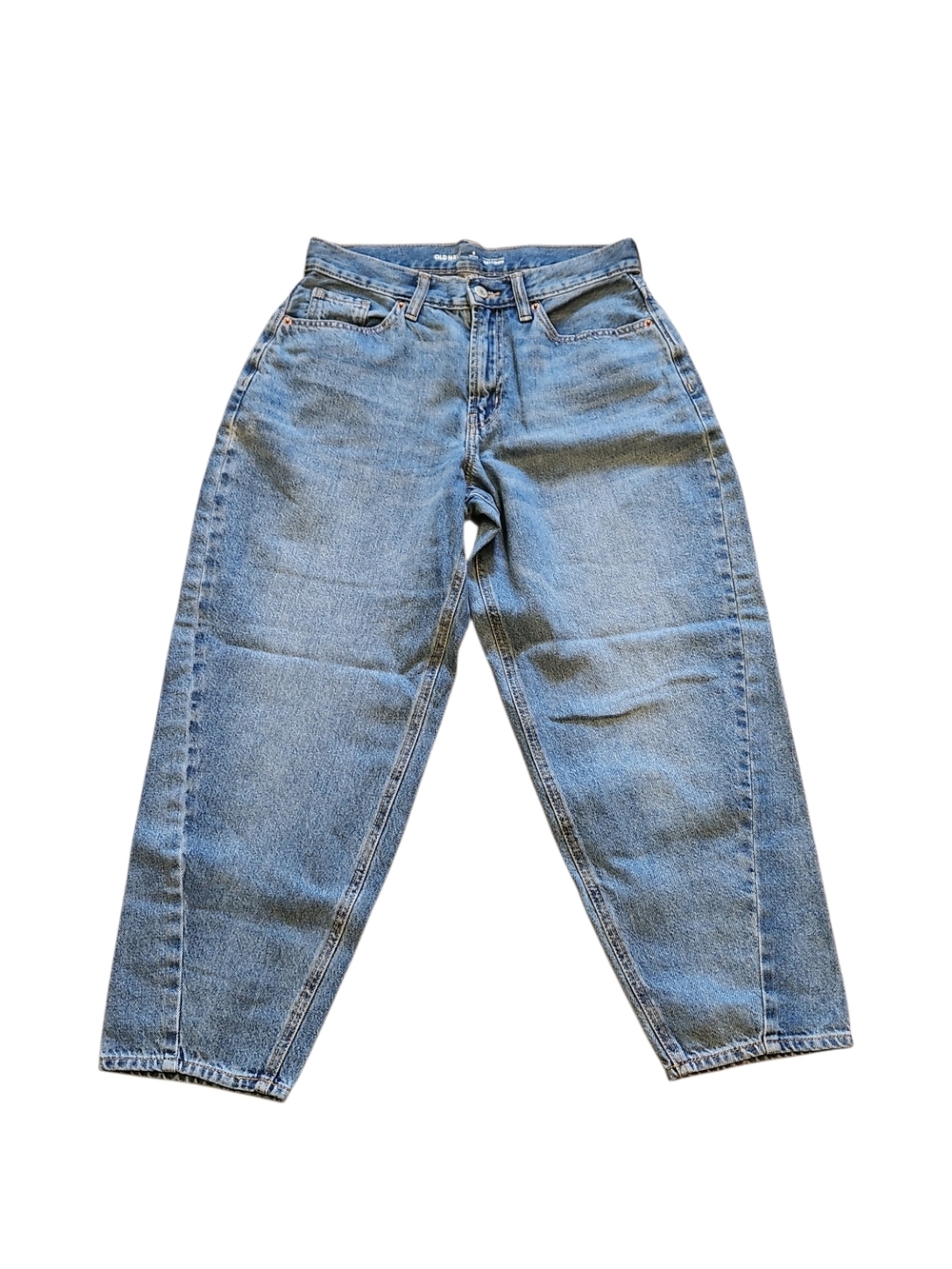 Old Navy 6 Petite Extra High Rise Ballon Nanelle Wash Blue Cotton Denim Jeans